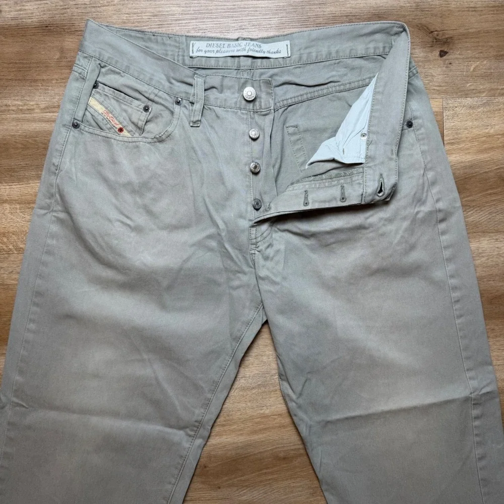Vintage Diesel Jeans Men 34x29 Light Gray Straight Leg Button Fly Pants (Tag 36) - Picture 2 of 14